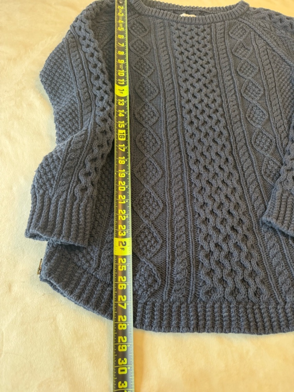 L.L. Bean Signature Navy Cable Knit Crewneck Sweater, sz M - Picture 12 of 12